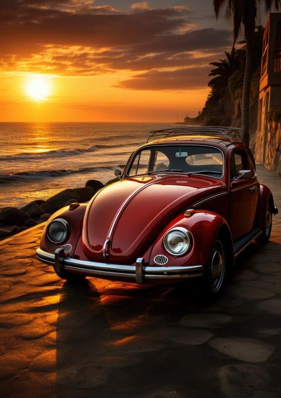 Red Beetle at sunset | Metal Poster
