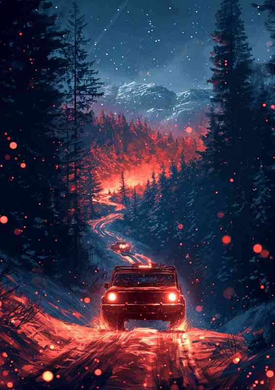 Truck driving through the valleys | Metal Poster