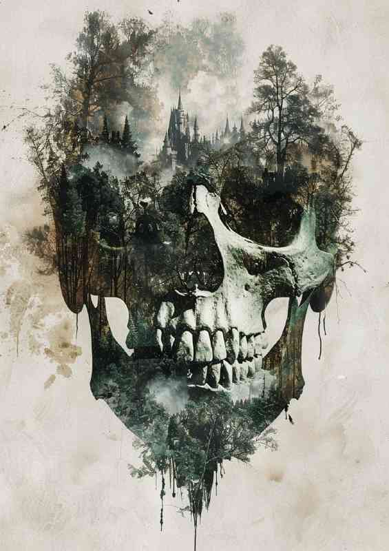 Exposure forrest and skull head | Metal Poster