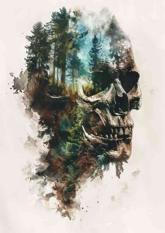 Exposure of a forest and skul | Metal Poster