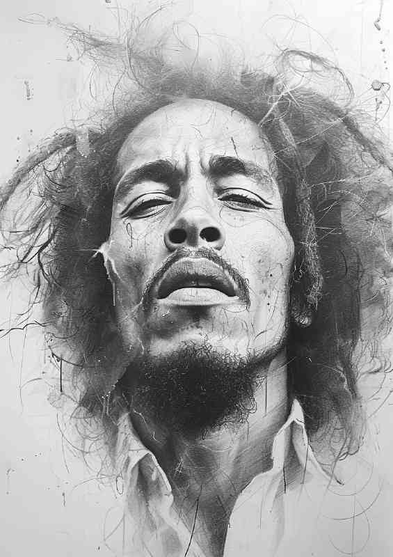 Bob Marley doodle pencil art | Metal Poster