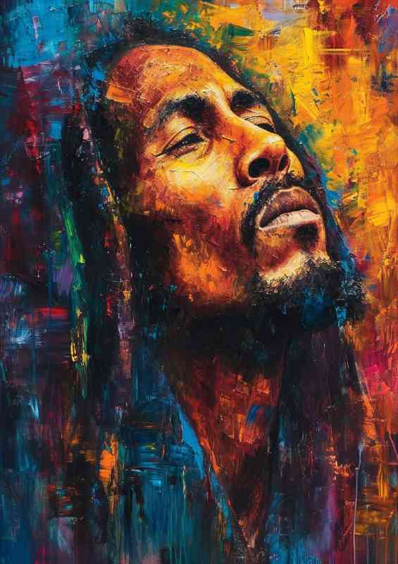 Bob Marley pallet Knife painting | Metal Poster