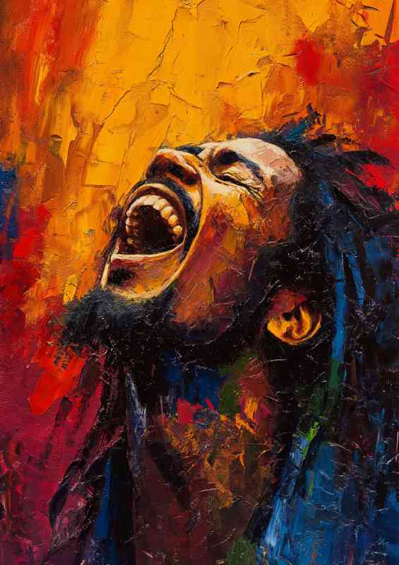 Bob Marley pallet Knife painting singing | Metal Poster