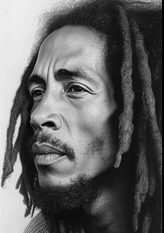 Bob Marly the rasta pencil drawing style | Metal Poster