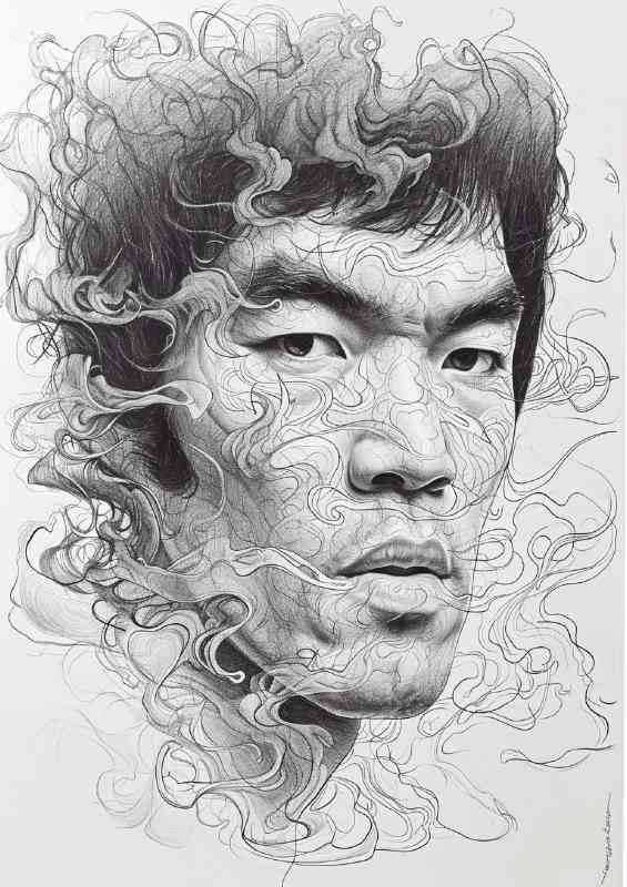 Bruce lee doodle pencil art | Metal Poster