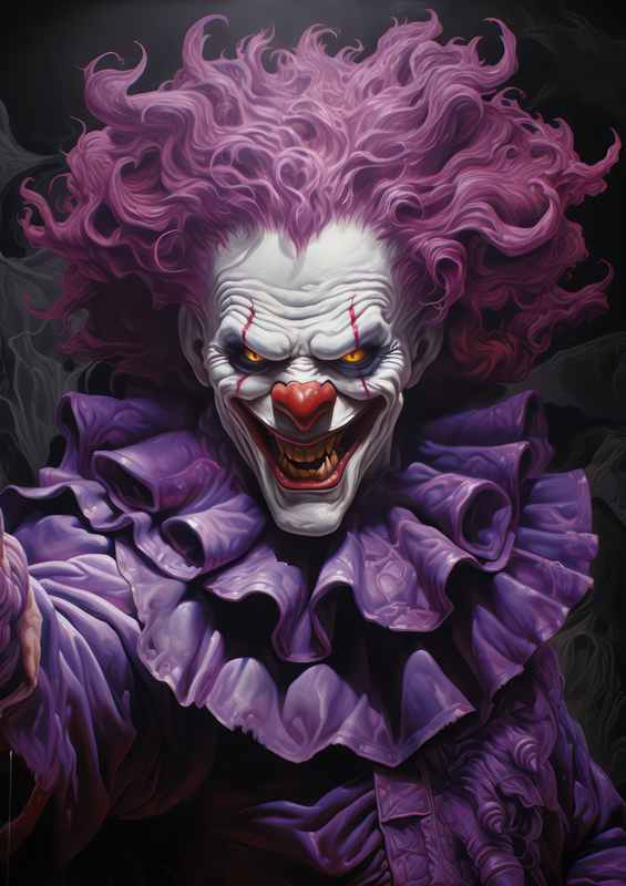 Painted clown in purple | Metal Poster