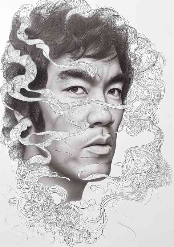 Bruce lee pencil doodle art | Metal Poster