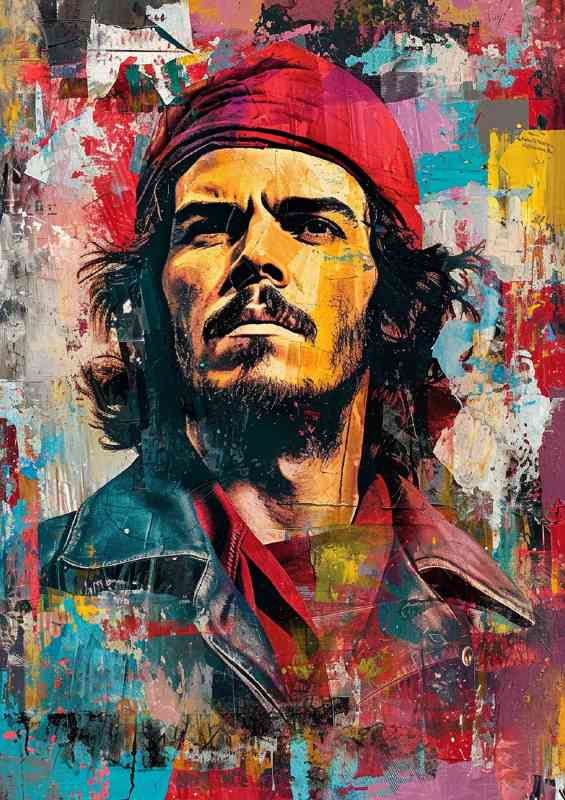 Che Guevara in collage in the style abstract | Metal Poster