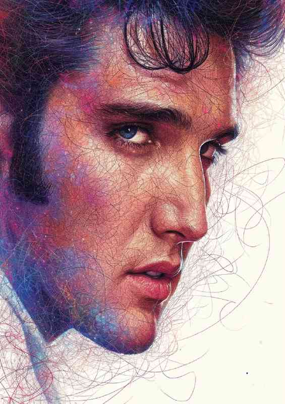 Elvis Presley doodle pencil art | Metal Poster