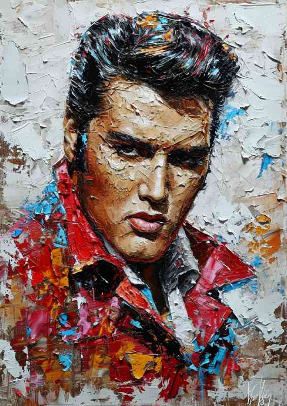 Elvis Presley pallet knife painting that represents | Metal Poster