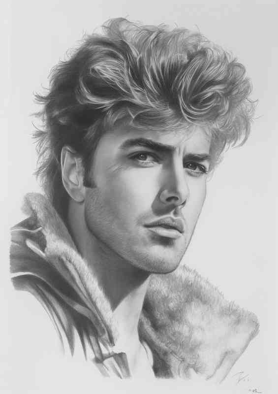 George Michael A pencil drawing that represents | Metal Poster
