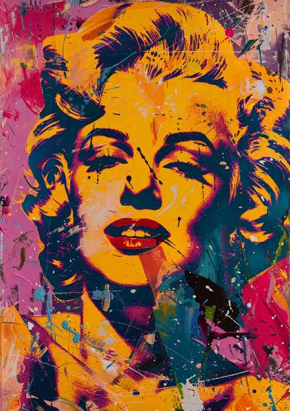 Marilyn Monroe with vibrant colours art | Metal Poster