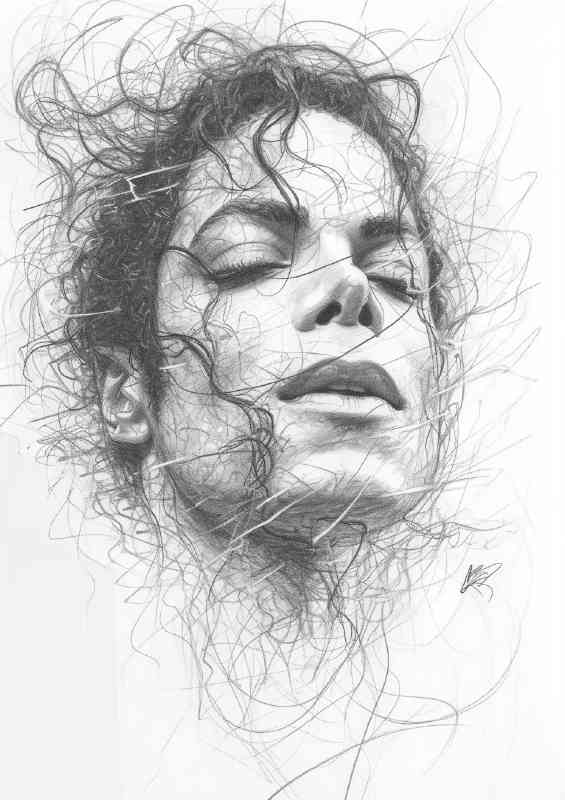 Michael Jackson doodle pencil art | Metal Poster