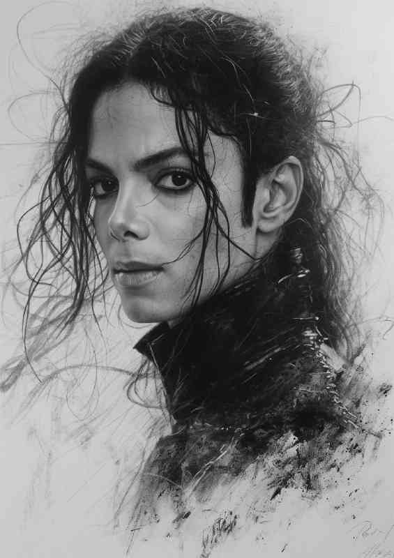 Michael Jackson pencil drawing that represents | Metal Poster