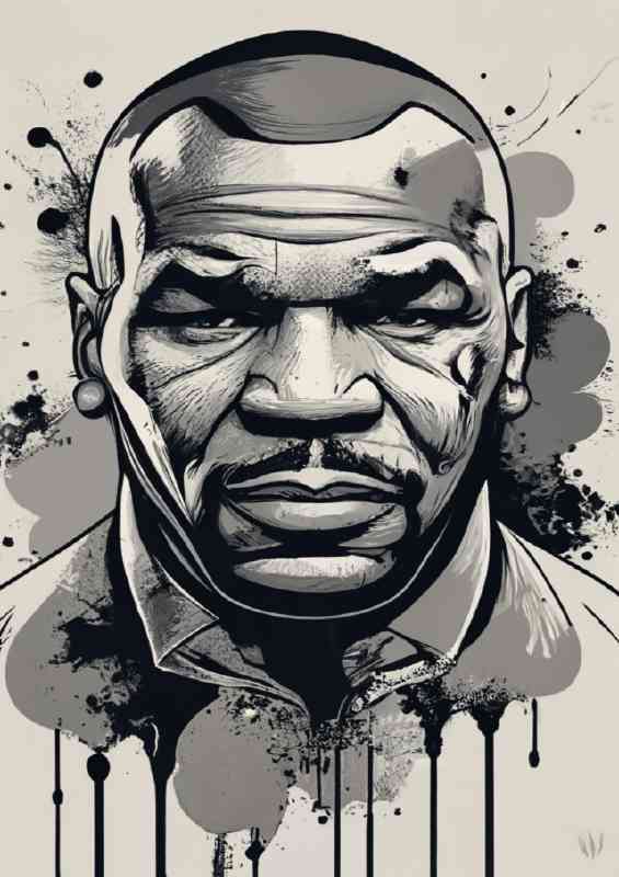 Mike Tyson ink painting style | Metal Poster