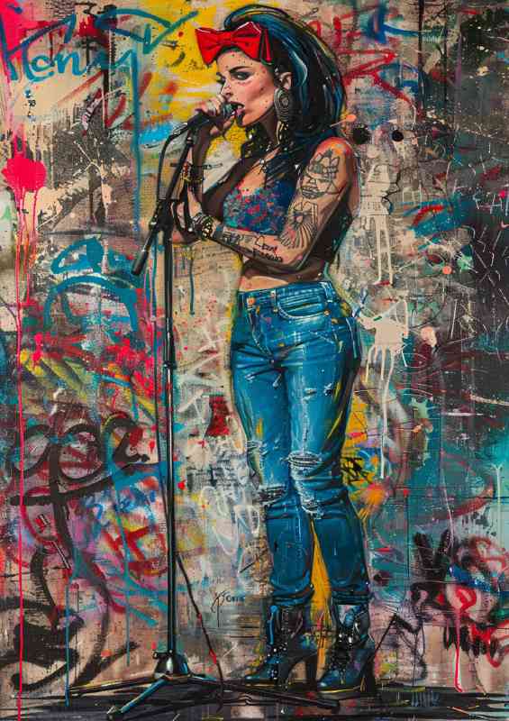 Amy Winehouse in the style of graffiti art | Metal Poster