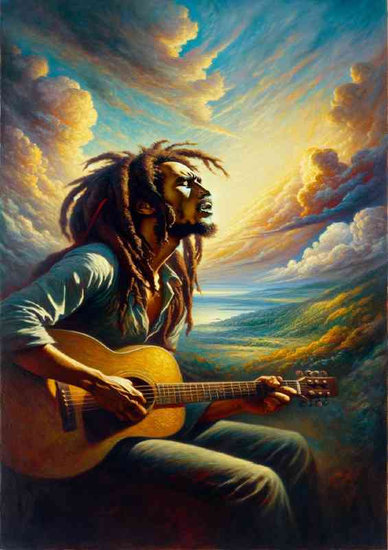 Bob Marley performing Romanticism painting | Metal Poster