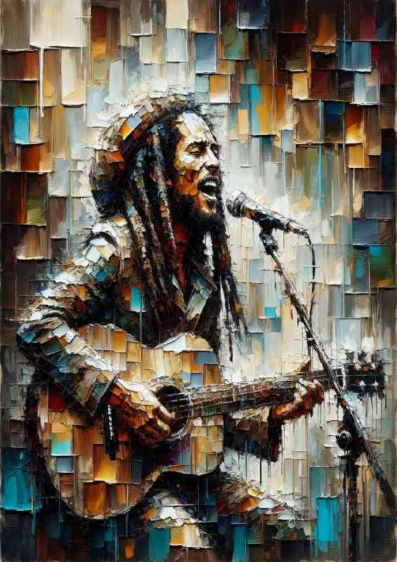 Bob Marley performing on stage pallet knife style | Metal Poster