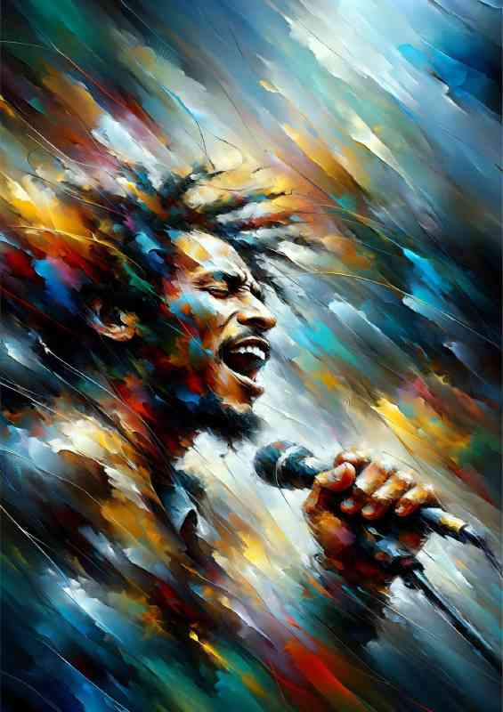 Bob Marley singing on stage in a close up view | Metal Poster