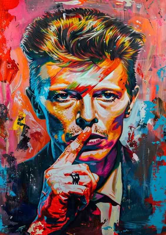David Bowie holding his finger to his lips | Metal Poster
