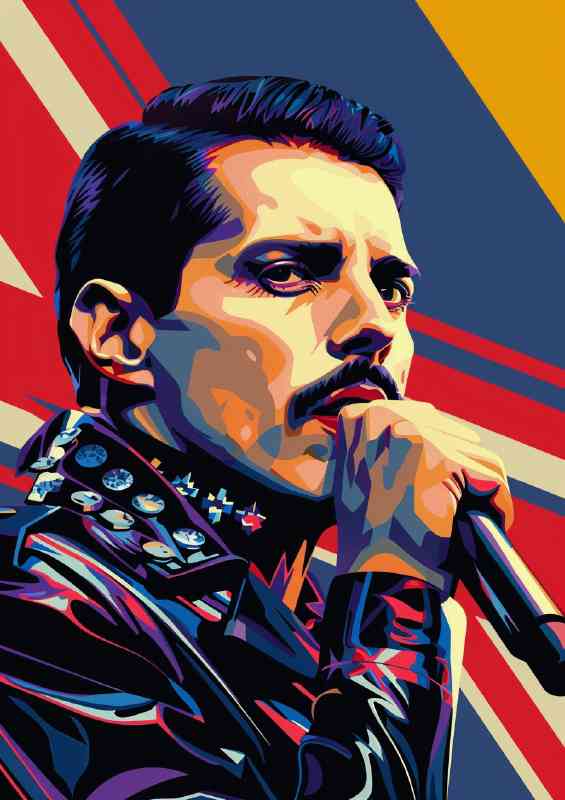 Freddie Mercury in a pop art style | Metal Poster