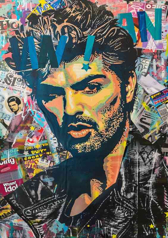 George Michael in the style of abstract | Metal Poster