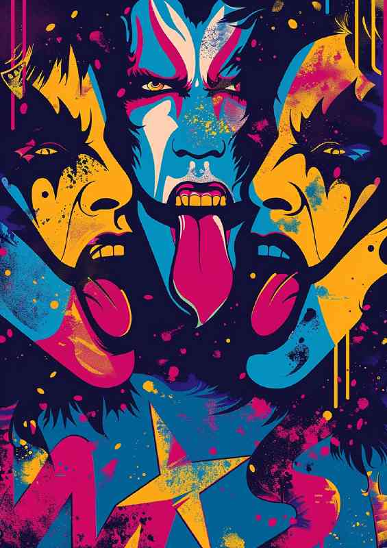 Iconic rock band Kiss pop art style | Metal Poster