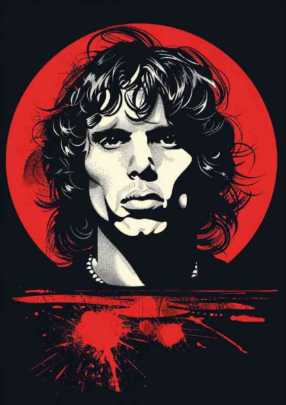 Jim_Morrison vector illustration red splashes | Metal Poster