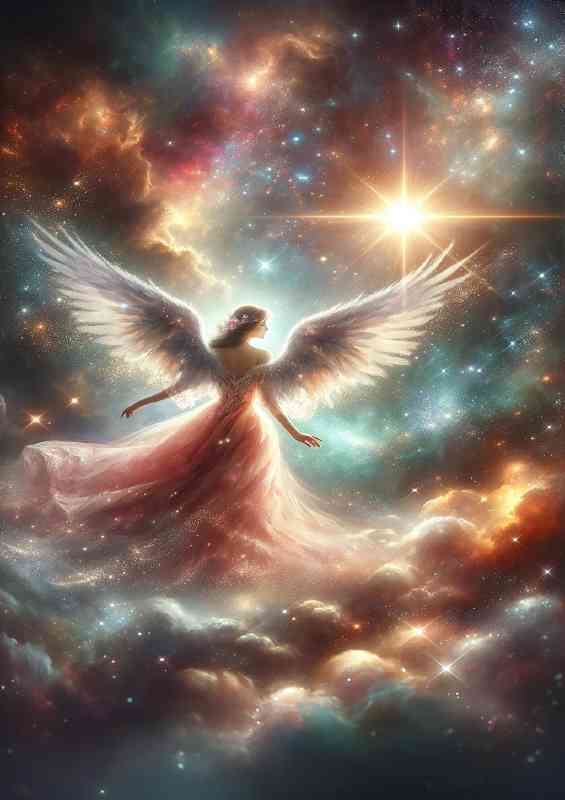 Angel the cosmos her dress and wings infused with stardust | Metal Poster