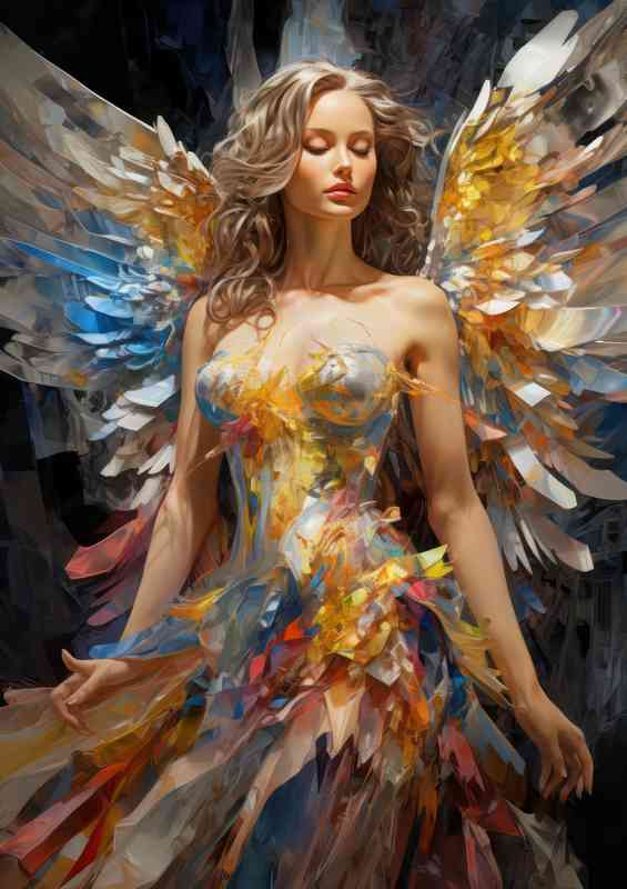 Bright colored angel with wings | Metal Poster