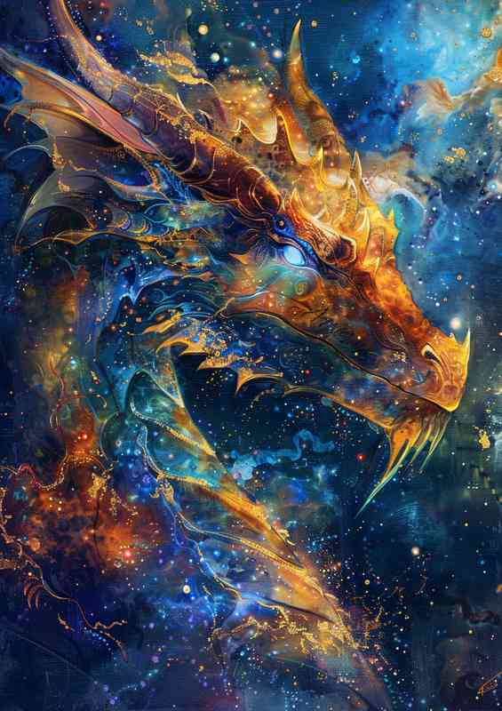 Dragon of the ocean of galaxy | Metal Poster