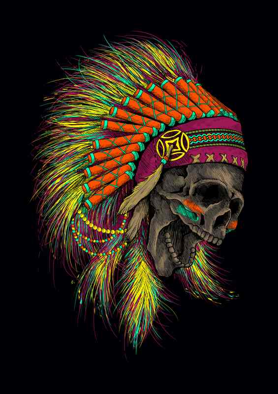 Jamboree skull indian | Metal Poster