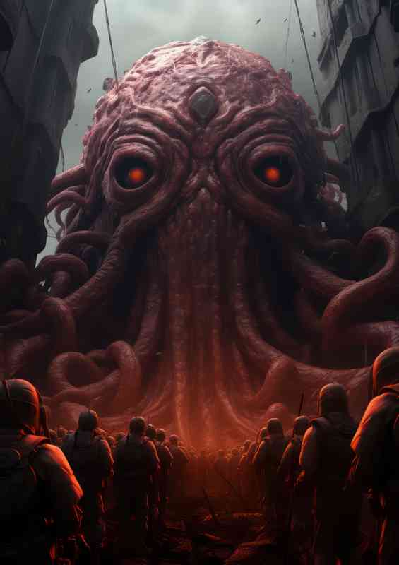 Krakken tentacle is standing in an army of soldiers | Metal Poster