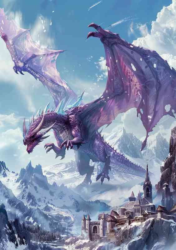 Large purple Dragon with ice crystals on its body | Metal Poster