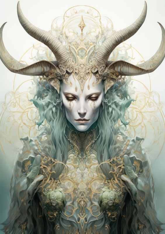 Mythical creature with two sets horns | Metal Poster