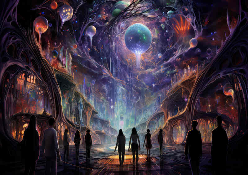 People walking in an enchanted fantasy world | Metal Poster