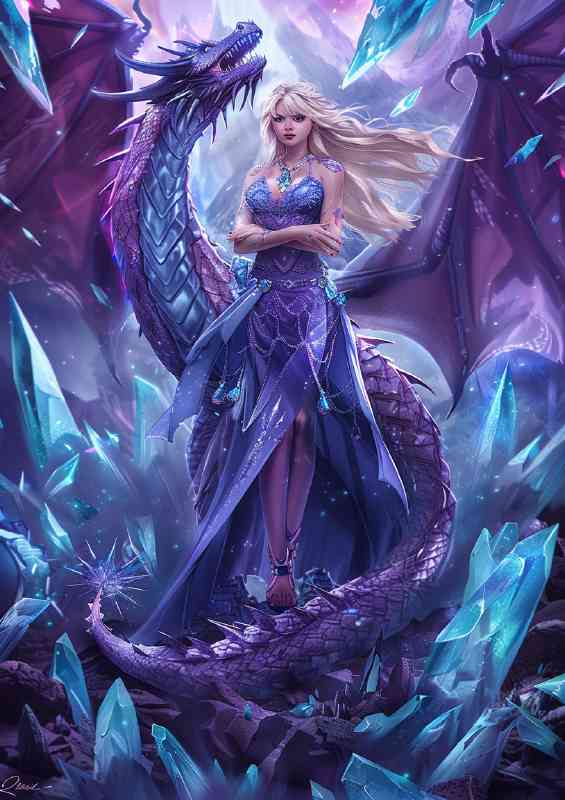 Purple Dragon blue crystals | Metal Poster