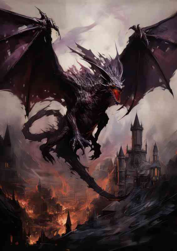 The Mystery and Allure Dragons spreading destruction | Metal Poster