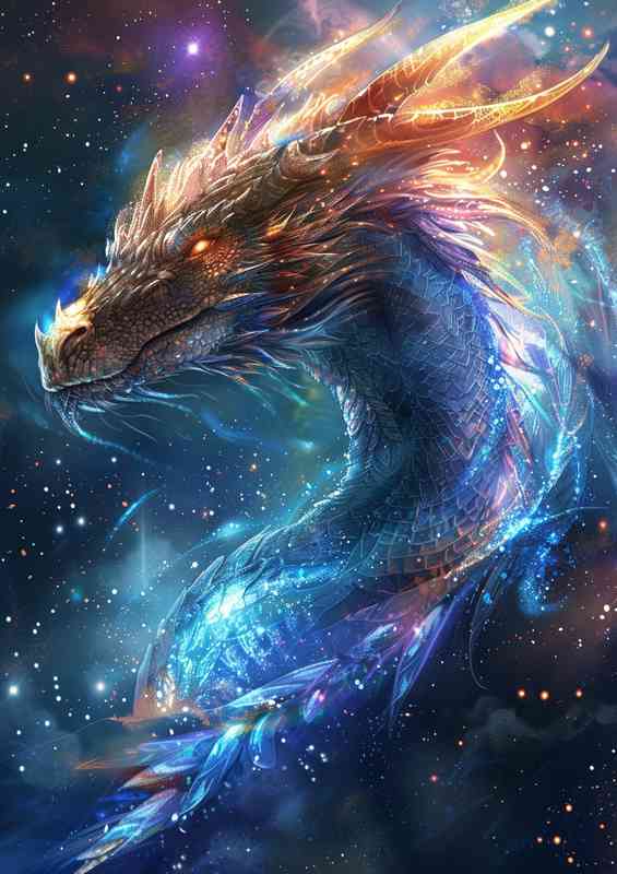 Trance dragon in space | Metal Poster