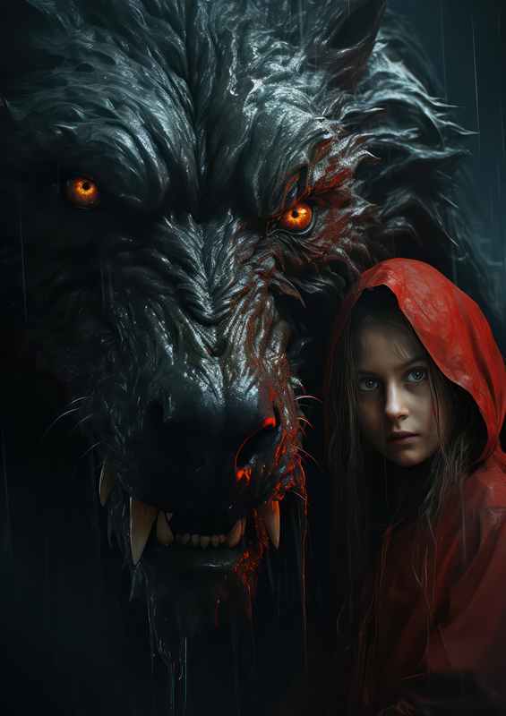 Red riding hoode and her protector | Metal Poster