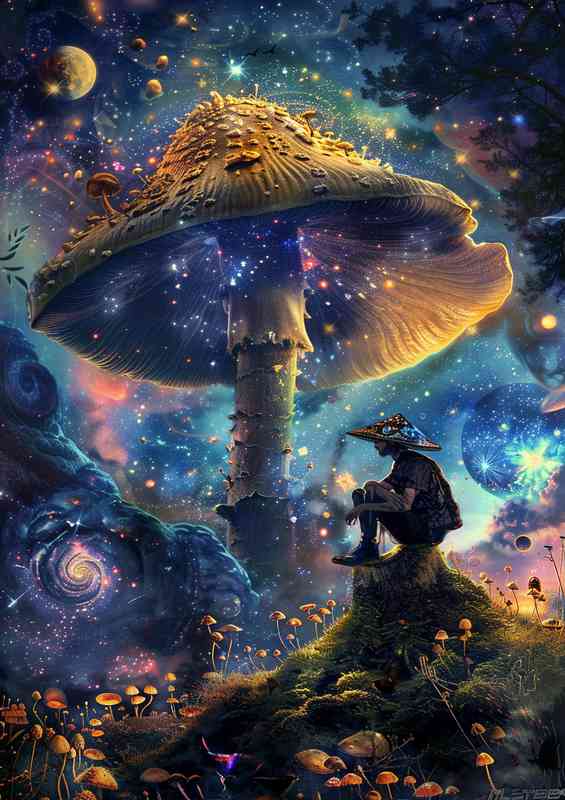 Fantasy mushroom planet | Metal Poster