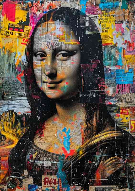 Artlike collage of the face of the Mona Lisa | Metal Poster