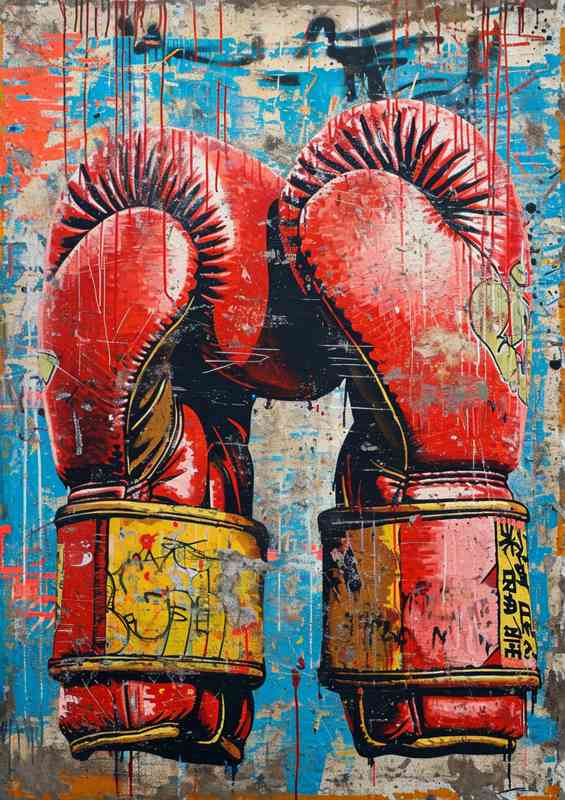 Boxing gloves in action with graffiti | Metal Poster