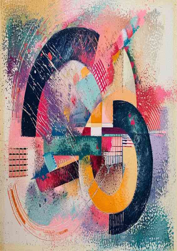 Circles in a colourful abstract style | Metal Poster