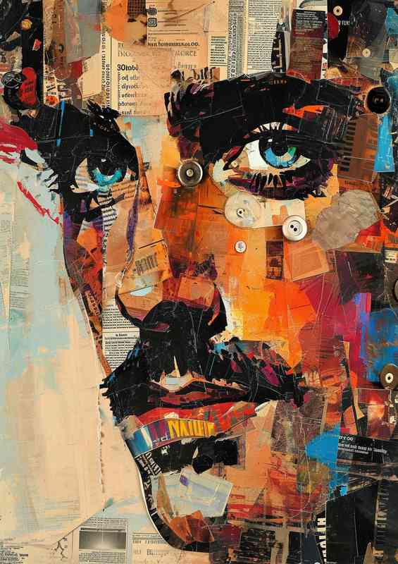 Collage of old magazines newspapers and buttons in street art | Metal Poster