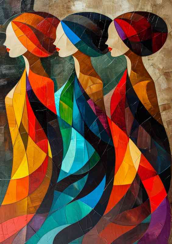 Colorful paintings of three women | Metal Poster