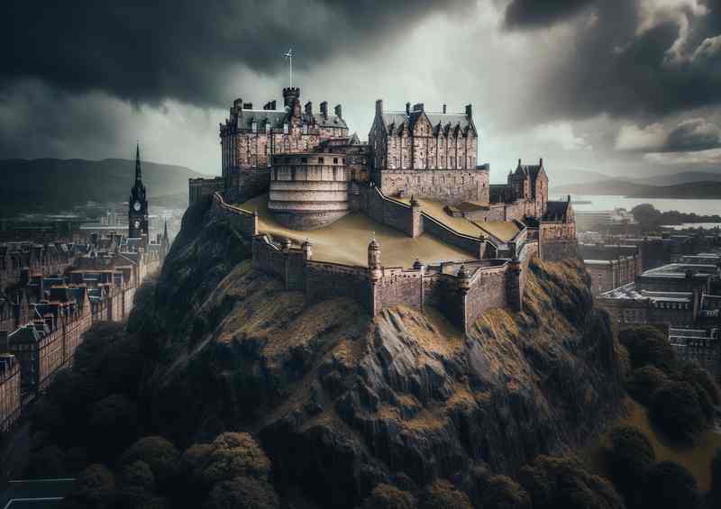 Edinburgh Castle Scotland Perched atop Castle Rock | Metal Poster