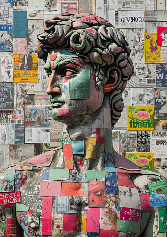 David statue filled with street art | Metal Poster