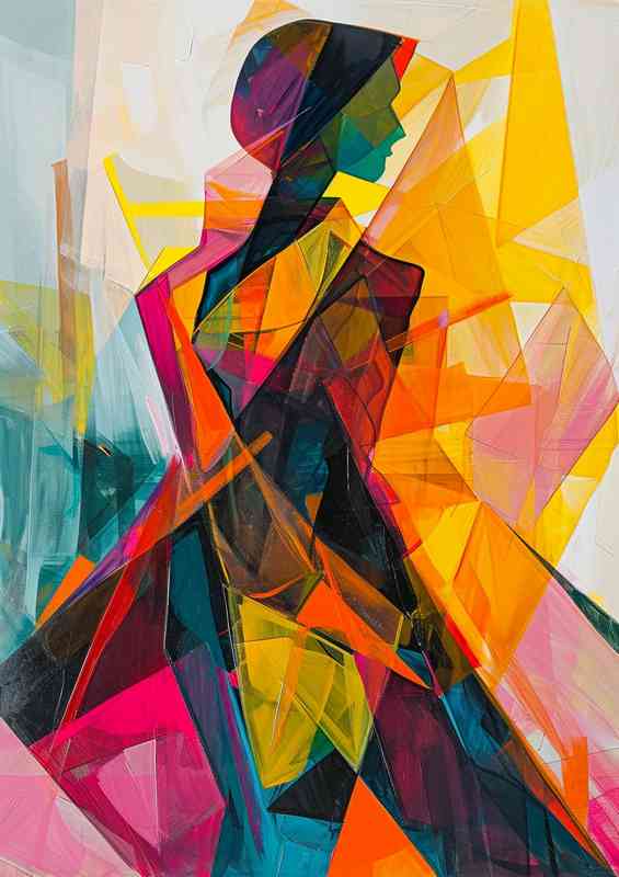 Female abstract painting in a colourful set | Metal Poster