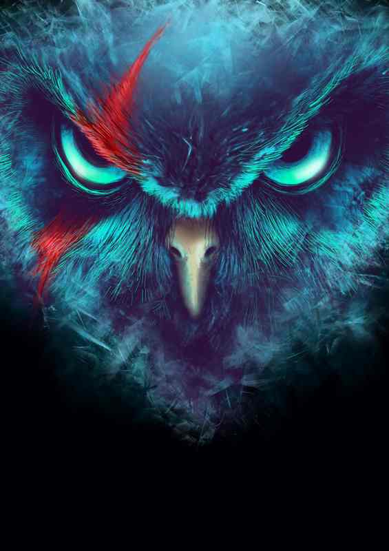 The Fearsome Owl In Blue | Metal Poster